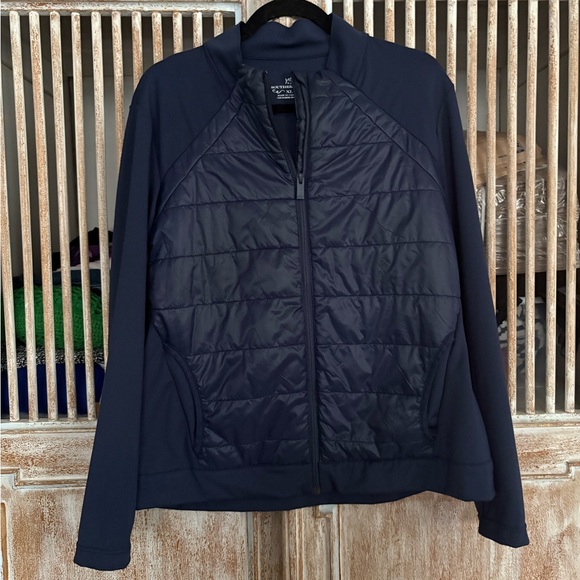 Southern Tide Mixed Media Full Zip Athletic Jacket Navy Blue Womens Sz XL - Picture 2 of 5